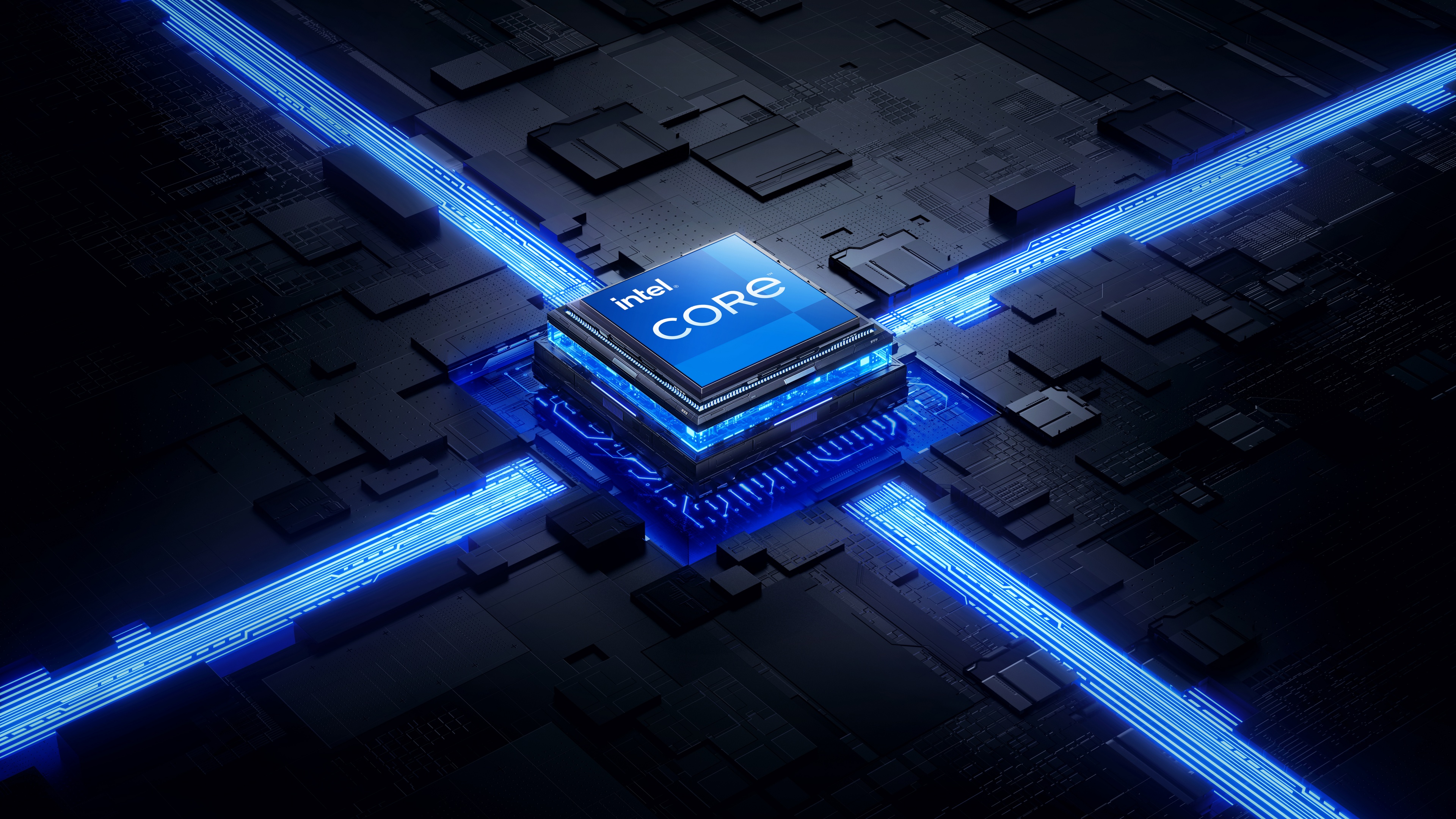 Intel Core Ultra processor with glowing blue aesthetic